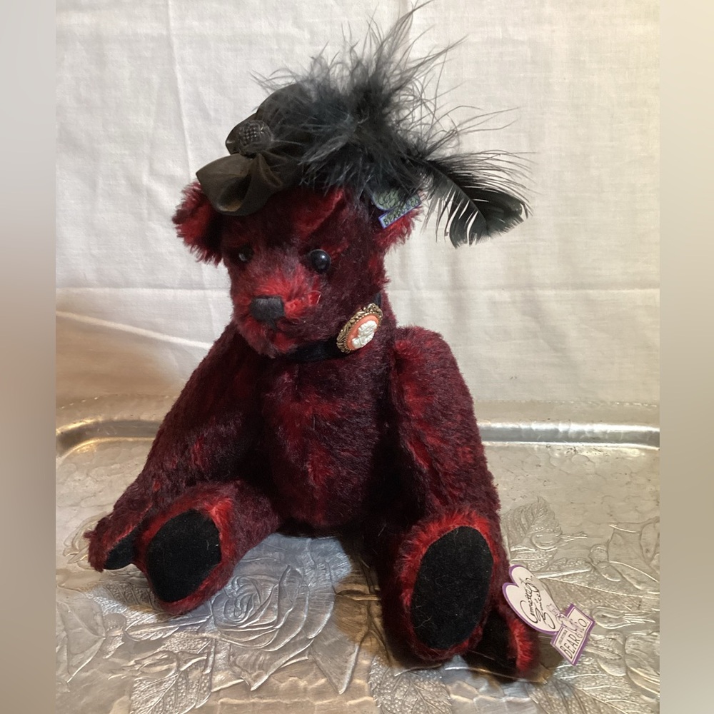 Annette Funicello Miss Kitty Plush Mohair Bear Black Feathered Hat Numbered